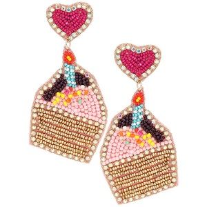 Cupcake with candle felt earrings